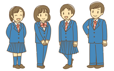 ジェンダーレス制服を着て笑顔の4人の高校生B