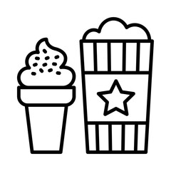 Food Isolated Silhouette Solid Line Icon with food, amusement-park, carnival, circus, fair, popcorn Infographic Simple Vector Illustration