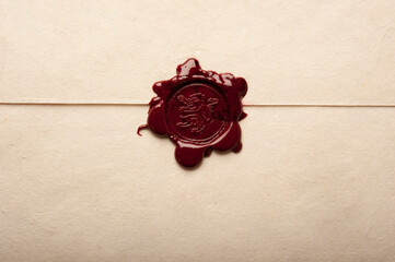 old letter and red wax seal - obrazy, fototapety, plakaty