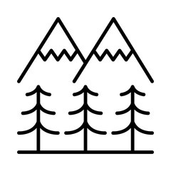 Fototapeta premium Scenic Isolated Silhouette Solid Line Icon with scenic, camping, forest, hiking, outdoors, wilderness Infographic Simple Vector Illustration
