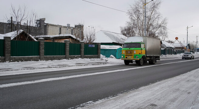kazakhstan, Ust-Kamenogorsk, january 10, 2023: The IFA W 50 is a medium-duty truck built by the East German IFA Group from 1965 to 1990