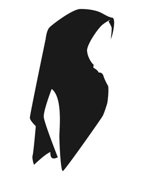 recommend clip art: silhouette of muslim woman face with hijab. side view. isolated on white background. black and white vector illustration.
