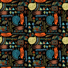 Abstract Tribal Shapes Vintage Pattern