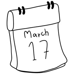 calendar with date 17 march, nordic style, Saint Patrick day Element