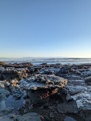 Obraz premium Reef tide pools at New Brighton State Beach, California, coastal rocks, pacific coast tide pools