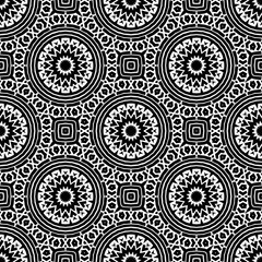 Black and White Abstract Mandala Shapes Pattern
