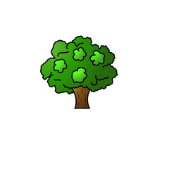 green tree with green leaves, shape edition for illustration