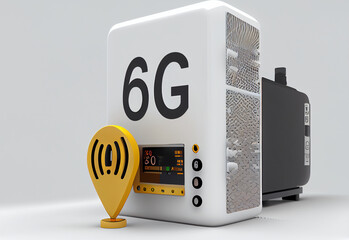 6G mobile transmitter. Concept for power of mobile telecommunication global network.