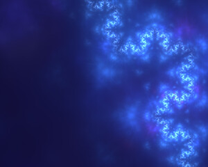 Fototapeta na wymiar Blue abstract fractal background with copy space. Based on the Koch Snowflake fractal.