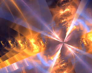 Abstract fractal art background which perhaps suggests a glowing metallic flower.