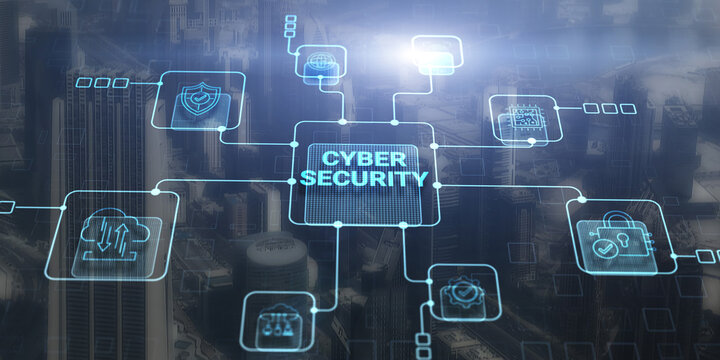 Cyber Security Data Protection Concept on City Background