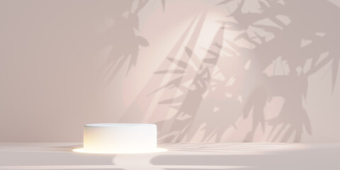 white podium for product presentation. Natural beauty pedestal, relaxation and health, 3d illustration.
