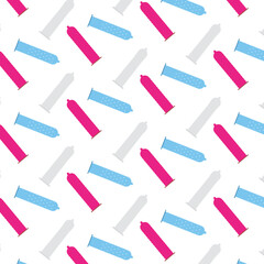 Condoms colored seamless pattern, contraceptive background for health
