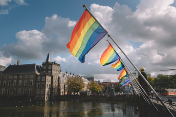 LGBT flag in the Hague sky