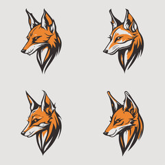 Obraz premium 4 variants of fox vector logo
