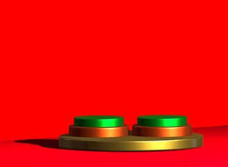 3d rendering. Metallic cylinder podium. For product presentation purposes.