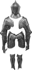 Isolated PNG cutout of a medieval knight armor on a transparent background, ideal for photobashing, matte-painting, concept art