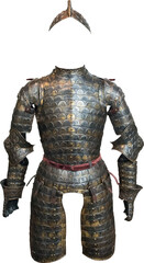 Fototapeta na wymiar Isolated PNG cutout of a medieval knight armor on a transparent background, ideal for photobashing, matte-painting, concept art