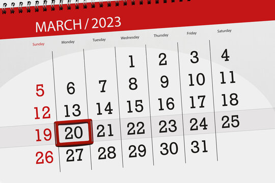 Calendar 2023, deadline, day, month, page, organizer, date, march, monday, number 20
