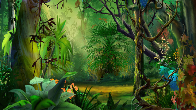 Rainforest thicket illustration