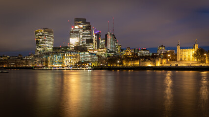 Fototapeta na wymiar The city of London from Tower bridge in London, UK on January 2023