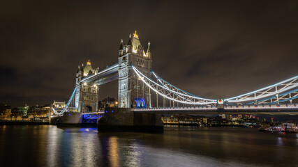 Fototapeta na wymiar The Tower bridge at night in London, UK on January 2023