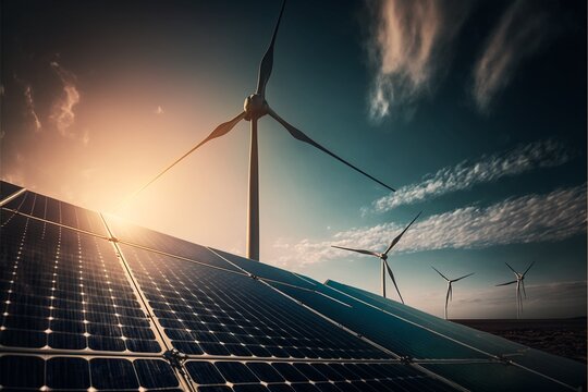 Nachhaltige Energie durch Solar und Windkraft, ai generativ