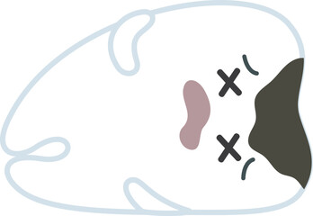 虫歯で倒れるかわいい歯のイラスト