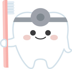 歯ブラシをもったかわいい歯のイラスト