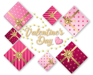 Pink Gift Box Valentine's Day Sale Tag Banner Backdrop Background for Love Work Valentine Wedding Heart-Shaped Decoration Pink Tones Cute Pattern PNG File Transparent Background 