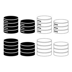 Set of Database storage icon, internet network server cloud data symbol, connection system vector illustration