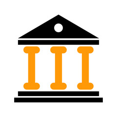 Building university architecture icon, museum roman symbol, flat design vector illustration