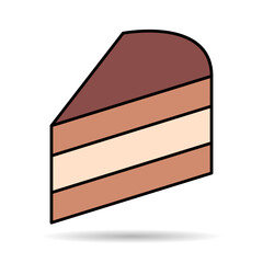 Sweet cake icon shadow, bakery dessert food symbol, happy birthday day graphic vector illustration