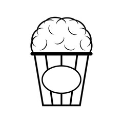 Popcorn food design icon, web corn box snack flat vector illustration element
