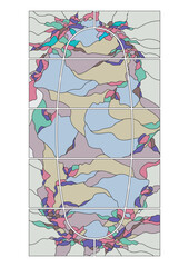 abstract beautiful stained glass window depicting leaves in pastel colors
