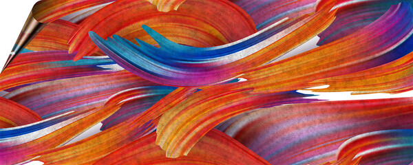 unique background design of paint splashes and brush strokes with transparent media and page curl