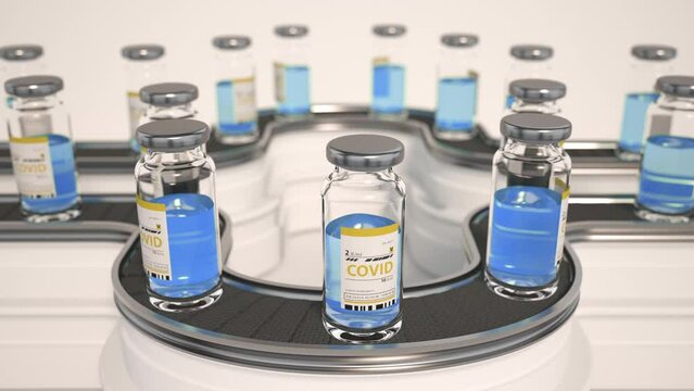 Manufacture of Drugs in Pills for Medical Supply of Pharma Industry. Filling Sterile Blister with Medication on Conveyor Line of Pharmaceutical Factory. Preparation and Production of Capsules Closeup
