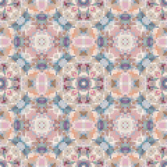 Fototapeta premium Pixel mosaic seamless pattern design, Repeat textile design. Fabric print