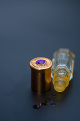 small bottle with myrrh, holy anointing oil from Holy Mount Athos
