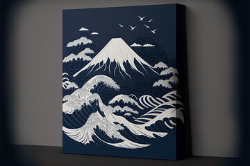 Create design that features a minimalist rendition of a traditional Japanese pattern,