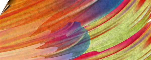 unique background design of paint splashes and brush strokes with transparent media and page curl
