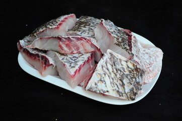 Raw Fish Meat on White Plate
