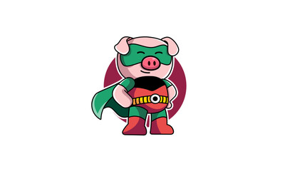 Pig Hero Mascot Character Design
