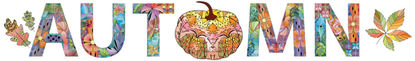 Word AYURVEDA. Vector decorative zentangle object for any purpose