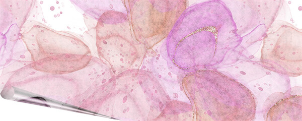 unique background design of paint splashes and brush strokes with transparent media and page curl