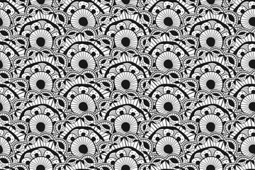 Seamless. Hand drawn scribble flower. Abstract vector line art sketch flower.