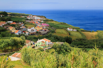 Fototapeta na wymiar Azores, Sao Miguel, summer holidays, colourful, house, village