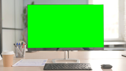 Chroma Key Monitor with Green Screen in Office