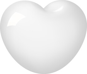 White 3D heart isolated on white background.