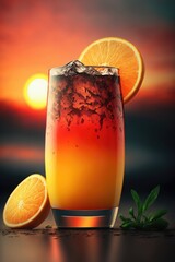 Tequila sunrise cocktail.
Generative AI.